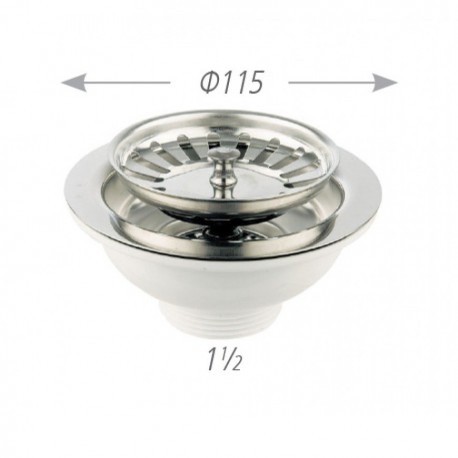 Βαλβίδα νεροχύτη 1 1/2" click clack Νο500 χρωμέ  OEM