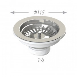 Βαλβίδα νεροχύτη 1 1/2" με πείρο Νο500 χρωμέ OEM