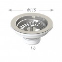 Βαλβίδα νεροχύτη 1 1/2" με πείρο Νο500 χρωμέ OEM
