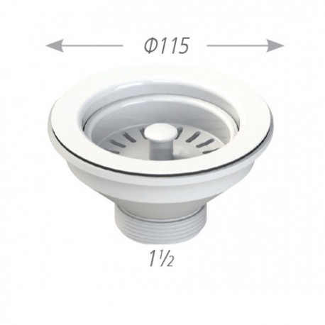 Βαλβίδα νεροχύτη 1 1/2" Λευκό χρώμα Νο501 OEM