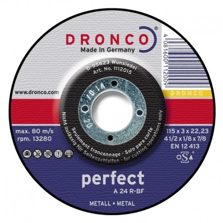 Δίσκος κοπής μετάλλου 115x3x22.23mm Perfect A 24 R-BF DRONCO