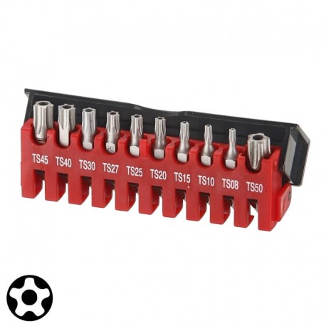 Μύτες Torx με τρύπα 1/4" 25mm σετ 10 τεμ. TS8-TS50 FORCE 21013