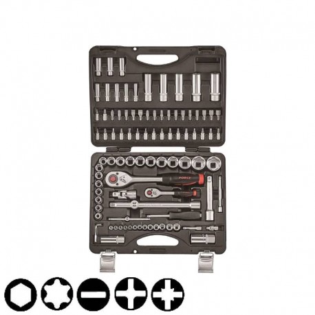 Καρυδάκια εξάγωνα 1/4"-1/2" και μύτες 5/16" σετ 94 τεμ. FORCE 4941-5
