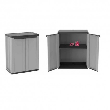 Ντουλάπα πλαστική Δίφυλλη JLINE 68 68x37.5x85cm Γκρι- Μαύρο Terry