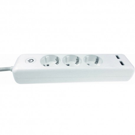 Πολύπριζο 3 θέσεων σούκο και 2 USB και καλώδιο 1.5m Eurolamp 147-62150