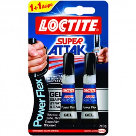Κόλλα Στιγμής Gel power flex Super Attak Gel 3gr 1+1 δώρο Loctite