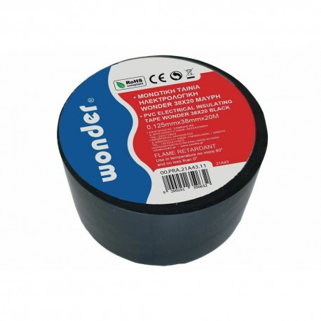 Ταινία Μονωτική 38mmx20m Φαρδιά PVC Wonder