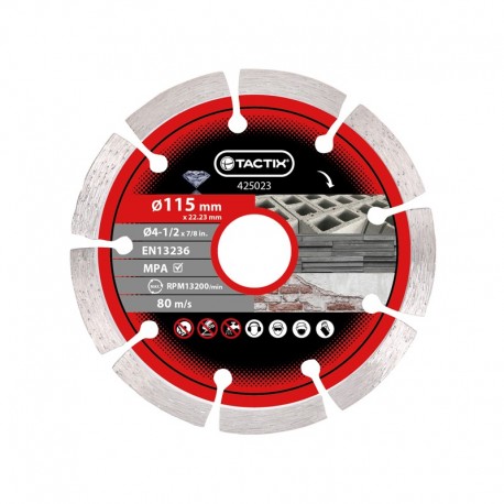 Δίσκος διαμαντέ δομικών υλικών Φ115x1.2 Tactix 425023