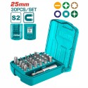 Μύτες 1/4" 25mm με μαγνητικό αντάπτορα σετ 30 τεμ. TACSD10306 TOTAL