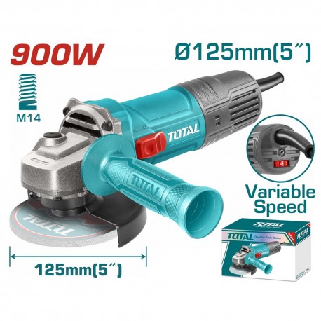 Γωνιακός τροχός Φ125 900W TG109125565 TOTALΓωνιακός τροχός Φ125 900W ρυθμιζόμενος TG109125565 TOTAL